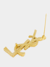 Saint Laurent Cassandre Brooch in Tiger’s Eye and Sunstone