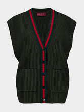 Gucci Forest Green Sleeveless Wool Cardigan