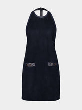 Gucci Dark Blue Suede Halterneck Dress