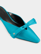 Balenciaga Nano Bow Heeled Mules in Blue Satin