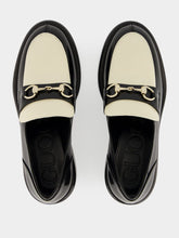 Gucci Black and White Patent Leather Loafers