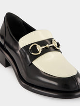 Gucci Black and White Patent Leather Loafers