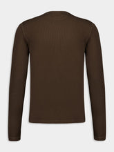 Gucci Brown Rib Cotton Long-Sleeve Top with Embroidery