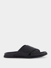 Gucci Black GG Embossed Leather Slides
