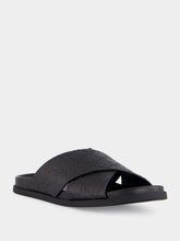 Gucci Black GG Embossed Leather Slides