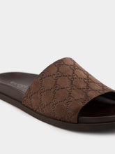 Gucci Cocoa Brown Rhein Original GG Suede Slides
