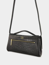 Balenciaga Black Bel Air Embossed Croc Clutch Bag