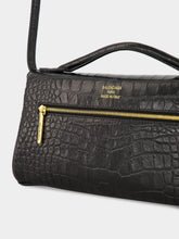 Balenciaga Black Bel Air Embossed Croc Clutch Bag
