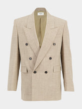 Saint Laurent Beige Taupe Wool Double-Breasted Blazer