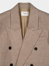 Saint Laurent Beige Taupe Wool Double-Breasted Blazer