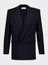 Saint Laurent Marine Blue Double-Breasted Wool Jacket