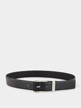 Black Leather Belt with Squared Buckle