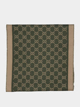 Gucci Olive Green and Beige GG Wool Scarf