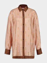 Gucci Light Rose and Brown Horsebit Silk Shirt