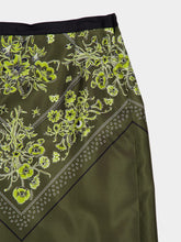 Gucci Forest Green Floral Bandana Silk Midi Skirt