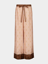 Gucci Light Rose and Brown Wide-Leg Horsebit Silk Trousers