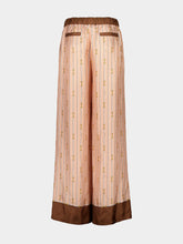 Gucci Light Rose and Brown Wide-Leg Horsebit Silk Trousers