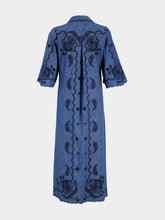 Zimmermann Railway Blue Aster Embroidered Midi Dress