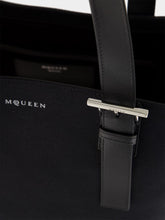 Alexander McQueen Black T-Bar Shopper in Canvas and Leather