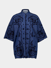 Zimmermann Railway Blue Aster Embroidered Denim Shirt