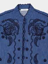 Zimmermann Railway Blue Aster Embroidered Denim Shirt
