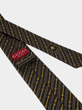 Gucci Black Horsebit Jacquard Silk Tie