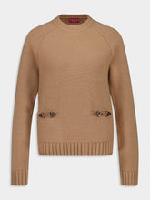 Camel Wool-Cashmere Crewneck Pullover