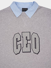 Balenciaga Heather Grey CEO Team Logo Shirt Collar Crewneck