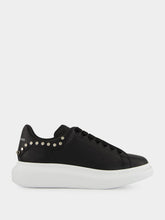 Black Studded Leather Low-Top Sneakers