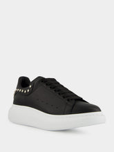 Black Studded Leather Low-Top Sneakers