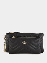 Gucci Black GG Marmont Pouch with Chain