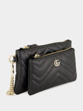 Gucci Black GG Marmont Pouch with Chain