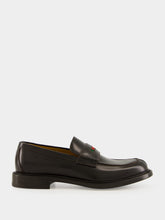 Dark Brown Leather Loafers with Web Detail