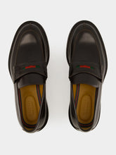 Gucci Dark Brown Leather Loafers with Web Detail