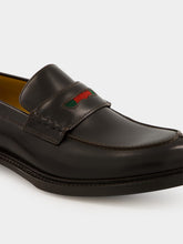Gucci Dark Brown Leather Loafers with Web Detail