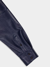 Alexander McQueen Navy Smooth Leather Long-Sleeve Shirt