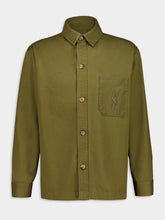 Saint Laurent Cassandre Overshirt in Vintage Kaki Cotton-Linen Gabardine