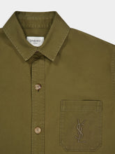 Saint Laurent Cassandre Overshirt in Vintage Kaki Cotton-Linen Gabardine