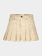 Balenciaga Beige Mini Pleated Denim Skirt