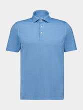 Fedeli Steel Blue Knitted Cotton Polo Shirt
