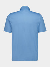 Fedeli Steel Blue Knitted Cotton Polo Shirt