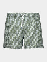 Fedeli Olive Green Print Madeira Swim Trunks