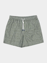 Fedeli Olive Green Print Madeira Swim Trunks
