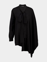 Balenciaga Black Washed Silk Scarf Blouse
