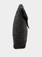 Saint Laurent Black Cassandre Large Envelope Pouch in Raffia