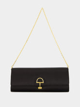 Gucci Black Silk Satin Gucci 73 Clutch with Horsebit