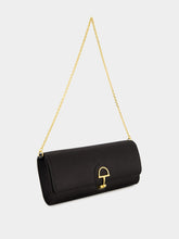 Gucci Black Silk Satin Gucci 73 Clutch with Horsebit