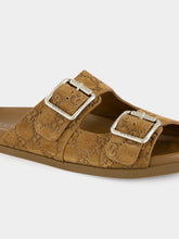 Gucci Brown GG Suede Double Buckle Sandals