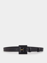 Saint Laurent Black Squared Buckle Leather Belt