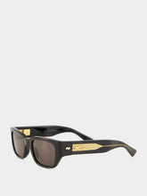 Bottega Veneta Black Grey Intrecciato Square Sunglasses